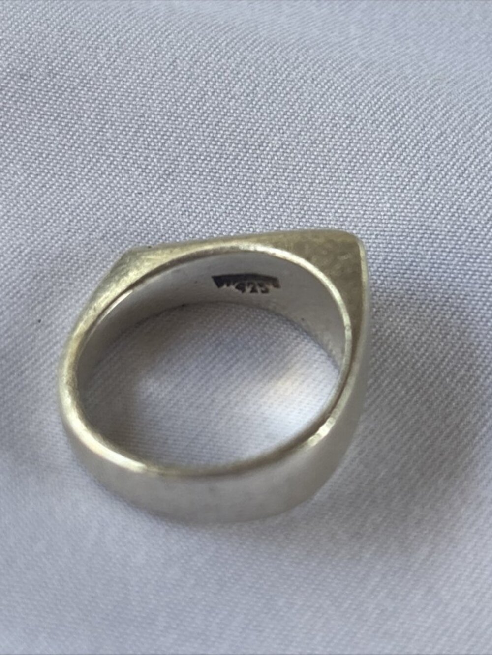 925 Sterling Silver Modernist Geometric Signet Ring Artisan Size 7 Vintage - Picture 3 of 11